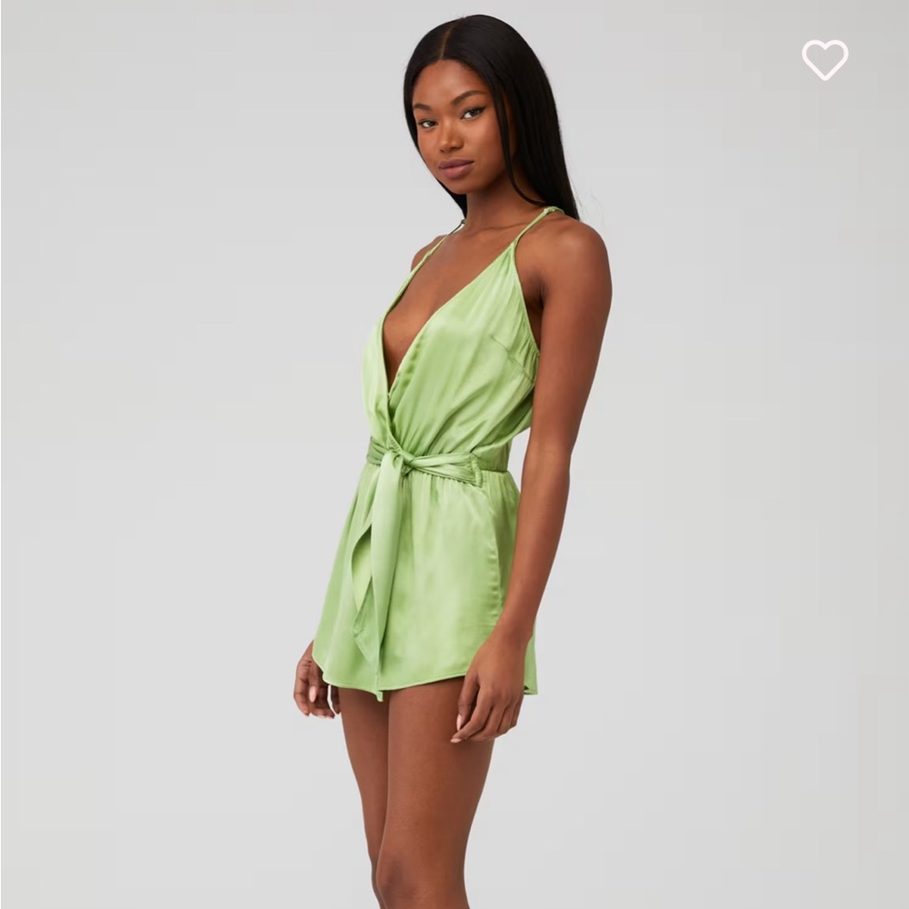 Green Satin Romper